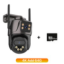 WIFI IP摄像头 6K高清户外三屏云台摄像机 无线4K 8MP AI人形检测 防水安防摄像头 iCSee
