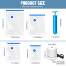 Vacuum Compression Storage Bags for Clothes, 12-Pack with Electric Pump - Reusable Space Saver Bags for Travel, Duvets & Seasonal Storage