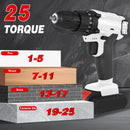 Cordless Drill Driver 21V, Electric Drill Kit with 1500mAh LI-ion Battery, Cordless Screwdriver 25+1 Torque, 45N.m Max, 29PCS Accessory, 2 Variable Speed, LED Light for Home and Garden DIY Project