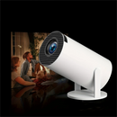 UK Stock White HY300 Smart Projector Android 11.0 H713 Chip WiFi6 Portable Mini Projector 180° Rotatable Bracket 1GB+8GB Home Theater Cinema English Plug 100-240V