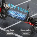 带座椅电动滑板车 800W 最大速度 45-50公里/小时 续航 35-55公里 10英寸越野轮胎 双重减震折叠电动滑板车
