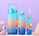 Motivational Squeeze Water Bottle Kit With Stickers 300ML + 900ML + 2000ML