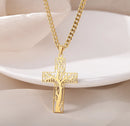 Fashion Creative Cross Wolf Necklace Stainless Steel For Women Choker Branches Tree of Life Design Pendant Necklace Men Jewelry