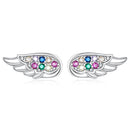 Bamoer Cute Romantic Fairy Elevs Exquisite Stud Earrings for Women Genuine 925 Sterling Silver Rainbow Ear Studs Luxury Jewelry