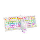机械键盘套件和游戏鼠标 3200 DPI 有线 ABNT2 灯光 LED RGB 青轴 60% 白色 Be-k1 Luuk Young