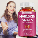 Hair, Skin & Nails + Collagen Gummies - Promotes Healthy Skin, Joints, Hair, Nails, Antioxidants - 60 Gummies