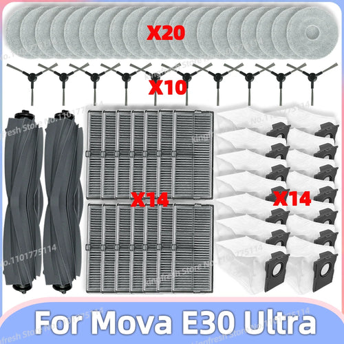 适用于 ( 追觅 Mova E30 Ultra / Trouver E30 Ultra ) 吸尘器配件主三切滚刷边刷 HEPA 滤网拖布尘袋