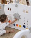 UBRAVOO Foldable Baby Playpen with Basketball Hoop & 50Pcs Coloured Pit Balls,  Toddler and Baby Play pen  fence, 14-Panel