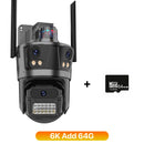 WIFI IP摄像头 6K高清户外三屏云台摄像机 无线4K 8MP AI人形检测 防水安防摄像头 iCSee