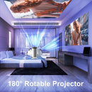 UK Stock White HY300 Smart Projector Android 11.0 H713 Chip WiFi6 Portable Mini Projector 180° Rotatable Bracket 1GB+8GB Home Theater Cinema English Plug 100-240V