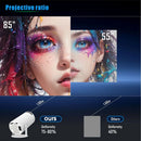 UK Stock White HY300 Smart Projector Android 11.0 H713 Chip WiFi6 Portable Mini Projector 180° Rotatable Bracket 1GB+8GB Home Theater Cinema English Plug 100-240V