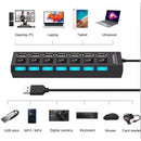 Hub De Usb 7 Portas 2.0 Extensor ultra rapido com Botão Liga/Desliga Converter Expansor Para Pc Computador Not