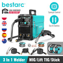bestarc MIG Welder, MIG145 145Amps Gas MIG/Gasless MIG/Lift TIG/Stick 3 in 1 MIG with Digital Screen Display, 220V Single Phase