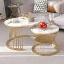 Comanlai Round Coffee Table,Set of 2 Wooden Coffee Table,Modern Side Table Set with Metal Frame for Living Room,Balcony