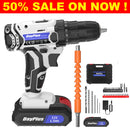 Cordless Drill Driver 21V, Electric Drill Kit with 1500mAh LI-ion Battery, Cordless Screwdriver 25+1 Torque, 45N.m Max, 29PCS Accessory, 2 Variable Speed, LED Light for Home and Garden DIY Project