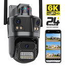 WIFI IP摄像头 6K高清户外三屏云台摄像机 无线4K 8MP AI人形检测 防水安防摄像头 iCSee