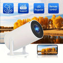 UK Stock White HY300 Smart Projector Android 11.0 H713 Chip WiFi6 Portable Mini Projector 180° Rotatable Bracket 1GB+8GB Home Theater Cinema English Plug 100-240V