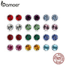 bamoer Birth Stone AAA Cubic Zircon Stud Earring 925 Sterling Silver Birthstone Ear Stud April Gifts Silver Jewelry SCE862