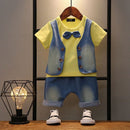 New Summer Newborn Baby Boys Clothes Children Gentleman Tie T-shirt Shorts 2Pcs/Set Toddler Cotton Girls Clothing Kids Tracksuit
