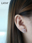 LAYA Real 925 Sterling Silver Fashion Natural Shell Flower High Quality Zircon Earrings Of Women Wedding Simple Fine Jewelry