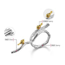 Lotus Fun Real 925 Sterling Silver Original Handmade Fine Jewelry Adjustable Ring 18K Gold Bird on Branch Rings for Women Bijoux