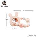 Let's Make Wooden Rattle Teether Baby Toys Engraved Wood Beads Hexagon Teether Silicone Beads 12Mm Tiny Rod Baby Crib Rattle