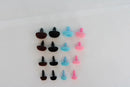 40pcs/lot---7x9mm/9x12mm/10x14mm/12x16mm blue/pink/brown/black  oval flocking toy safety nose + soft washer----size&color option