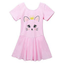 BAOHULU Cotton Dress for Girls Sleeveless Ballet Pink Color Ballet Tutu Carton Print Princess Dance Wear Ballerina Pink Dress