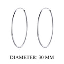 Bamoer 925 Sterling Silver Platinum Plated Classic Big Hoop Earrings for Women Fashion Jewerly Size 30mm 40mm 50mm