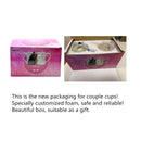 2-PCS Kiss Cat Coffee Couple Handmade Mug Funny Tea Ceramic cup set for Bride and Groom Matching Gift for Engagement Wedding