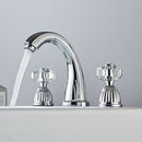 Gold Faucets Bathroom Golden Widespread Faucet Double Cystal Handle Three Hole Wash Basin Tap Hot Cold Mixer ELF1516G