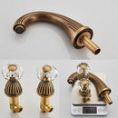 Gold Faucets Bathroom Golden Widespread Faucet Double Cystal Handle Three Hole Wash Basin Tap Hot Cold Mixer ELF1516G