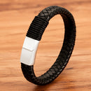 XQNI Handmade Rope Winding Stainless Steel Men's Leather Bracelet Multi-size Multi-color Selection Men's Classic Custom DIY Size