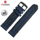 20mm 22mm 24mm Braided Genuine Leather Strap Quick Release Men Women Replacement Bracelet Belt Wrist Band for Smart Watch Brown