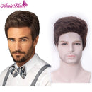 Amir Synthetic Men' Wigs Brown Short Straight Grey Hair Wigs Black Blonde Wig for Men Brown Gray Wig Natural wave