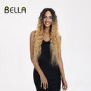BELLA 蕾丝假发 合成深波浪卷假发 金色假发 粉色 30 英寸假发 适用于黑人女性 Cosplay