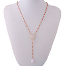 NeeFuWoFu Stainless Steel Necklace Natural Pendant Short Woman Pink Stone Jewelry fashion Accessories brand gift Women's present