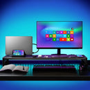 Dual Monitor Stand Holder Metal Riser with Wireless Charging USB Hub Ports Support Transfer Data,Keyboard and Mouse Storage Desk