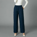Women Winter Warm Down Cotton Pants Padded Quilted Trousers Elastic Waist Casual Trousers