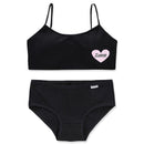 Teens Girls Sports Bra Puberty Gym Underwear Wireless Teenager Girls Sport Bra with Briefs Cotton Young Girls Training Bra Set