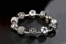 LMNZB NEW Trendy Tibetan Silver Four Leaf Clover Bracelet With Crystal Beads Charm Bracelet Bangle For Women DIY Jewelry