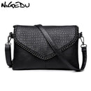 NIGEDU Casual Crossbody Bag Female Messenger Bags black PU Leather Women's Shoulder Bags Chain women Envelope clutch purses