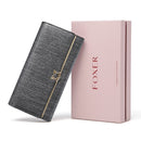 FOXER Brand Women Split Leather Wallets Female Clutch Bag Fashion Coins Card Holder Luxury Purse for Ladies Women's Long Wallet