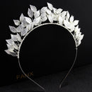 Hand woven Hairband Leaf Pearl Headbands For Women Bride Crown Tiara Wedding Hair Accessory