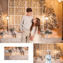 Christmas Backdrop Warm Street Light Decorative window White Snowfield Christmas tree Photography Background For Photo Studio