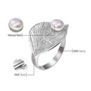 Lotus Fun Real 925 Sterling Silver Natural Pearl Handmade Designer Fine Jewelry Creative Open Ring Leaf Rings for Women Bijoux