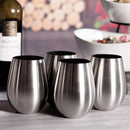 4PCS Stainless Steel Stemless Wine Glasses Kitchen Bar Unbreakable Metal Drink Cups For Indoor & Outdoor Picnics Camping