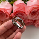 8mm Koa Nature Wood Inlay Tungsten Carbide Ring for Men Wedding Band Polished Shiny Comfort Fit