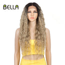 BELLA 蕾丝假发 合成深波浪卷假发 金色假发 粉色 30 英寸假发 适用于黑人女性 Cosplay
