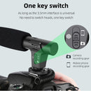 MAMEN 3.5mm Audio Plug Recording Microphone with Spring Cable One Key Switch Mode for Mobile Phone Camera Universal Video Record